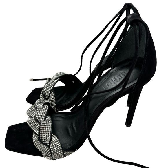 COPY - Schutz Stiletto Heels Braided Rhinestone Open Toe Strappy Glam Elegant S… - Picture 3 of 16